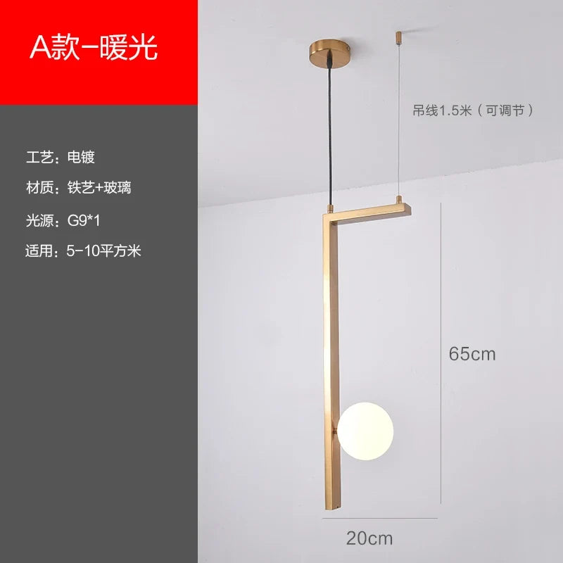 suspension moderne en fer et verre pour décoration intérieure