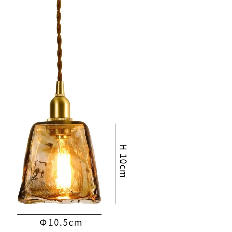 suspension led style japonais en bois cuivre réglable vintage