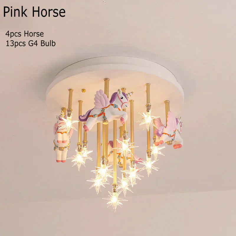 plafonnier led mignon pour enfants avec cheval et grue