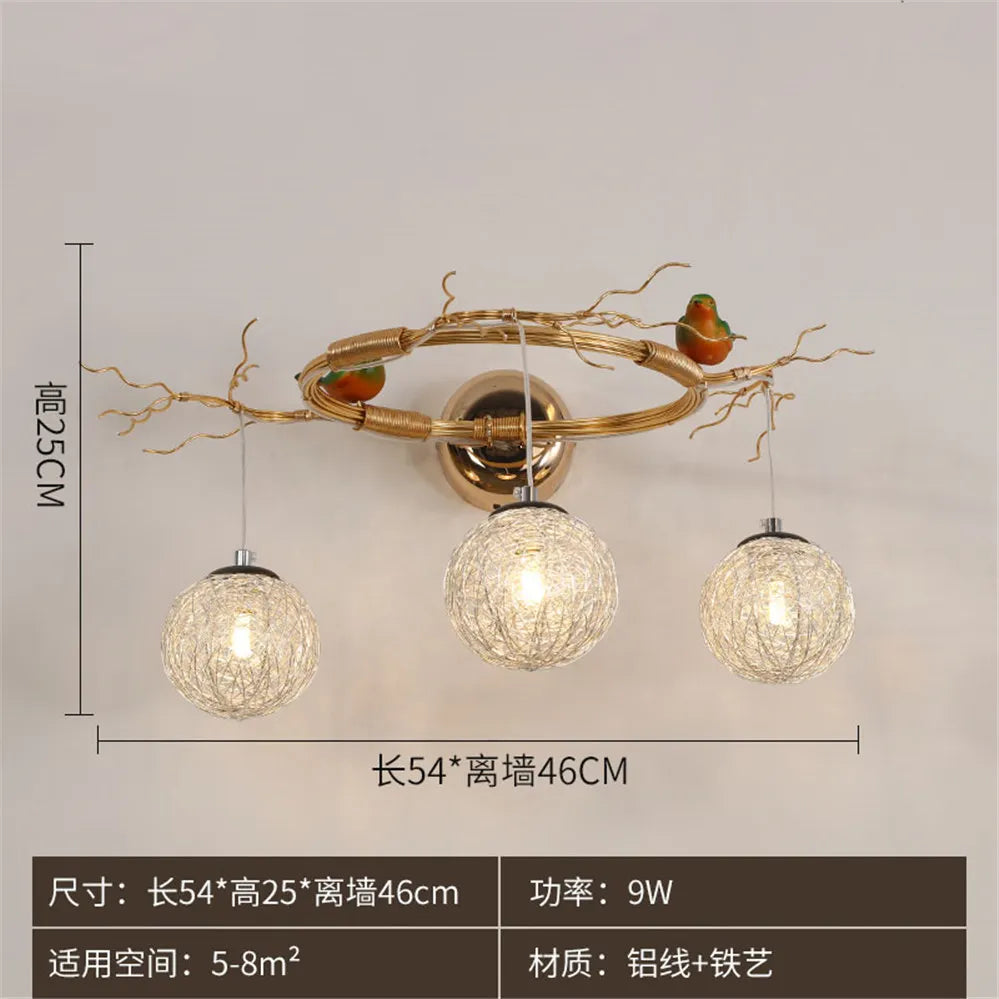 applique murale nordique en aluminium nid d'oiseau led romantique
