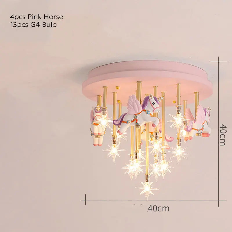 plafonnier résine cheval papier grue mignon led pour enfants