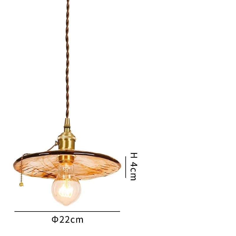 suspension led style japonais en bois cuivre réglable vintage