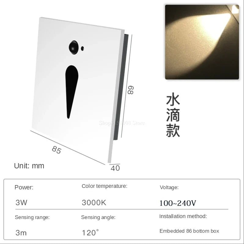 applique murale led à induction avec capteur pour corps humain