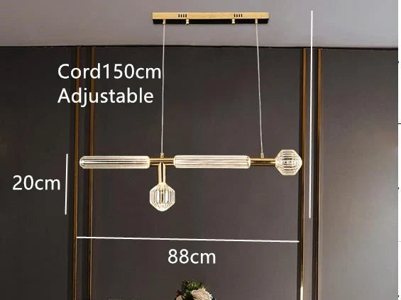 suspension postmoderne en verre transparent pour espaces modernes