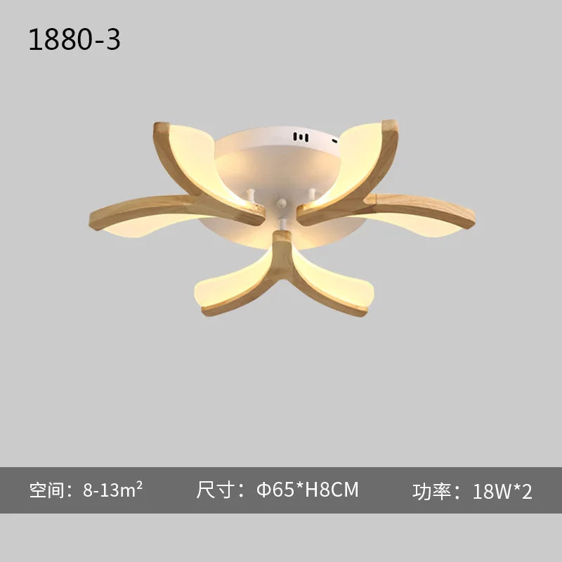 plafonnier led nordique en bois massif simple moderne