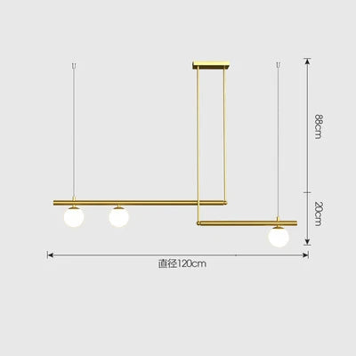 lustre en métal doré avec suspension en verre blanc pour éclairage moderne