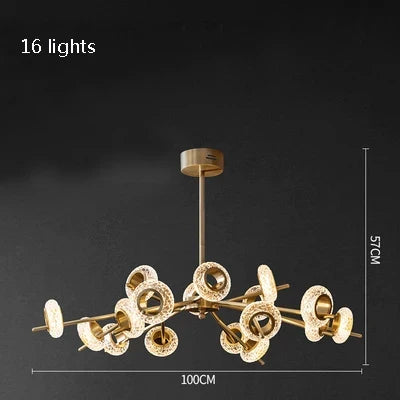 lustre de luxe en cuivre design minimaliste pour éclairage créatif