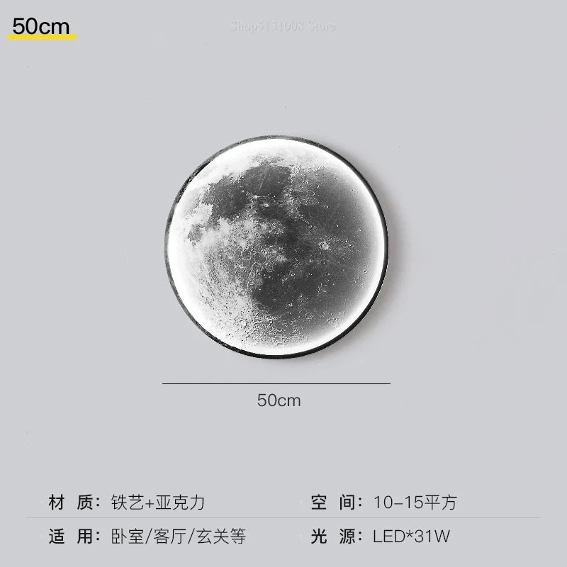 applique murale moderne led lune décoration luxe art