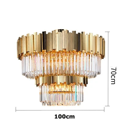 plafonnier moderne en cristal ovale à plusieurs couches