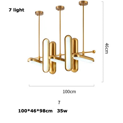 Postmodern doré Art déco doré fer verre Lustre éclairage Lustre Suspension Luminaire Lampen pour salle à manger