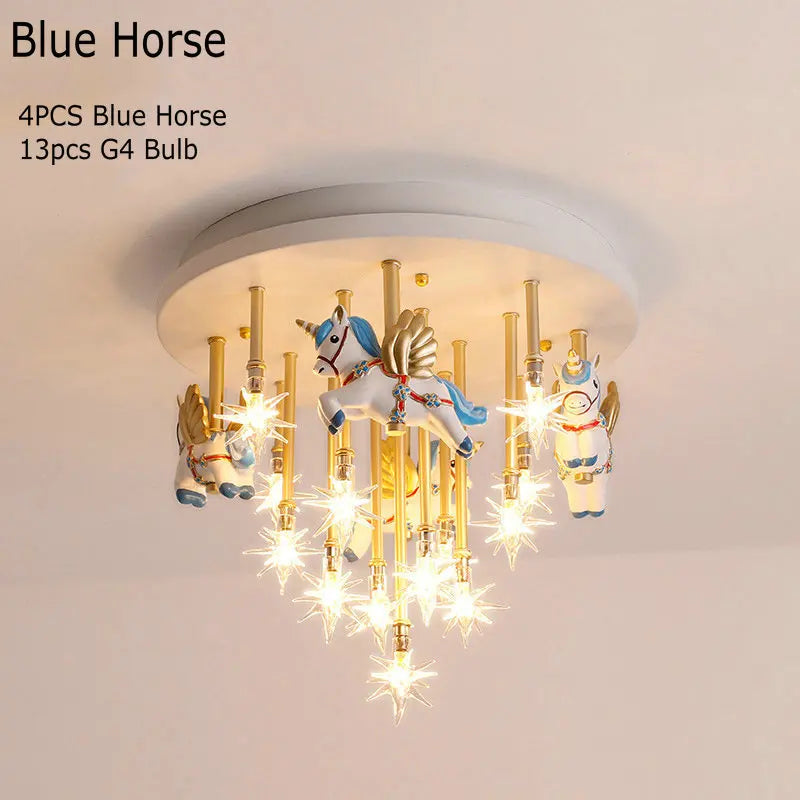 plafonnier résine cheval papier grue mignon led pour enfants