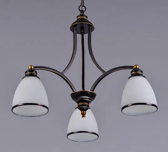 lustre classique en fer et verre pour décoration intérieure