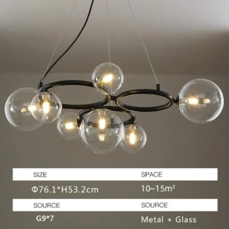 suspension moderne en verre avec ampoule incluse pour décoration intérieure