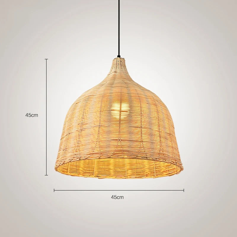 suspension en rotin et bambou pour décoration intérieure rusticité asiatique