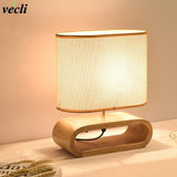 lampe de table nordique en bois créative moderne abat-jour en lin
