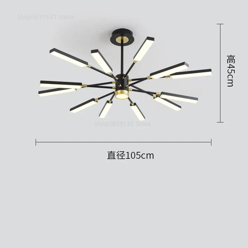 lustre d'art nordique moderne en fer avec éclairage led