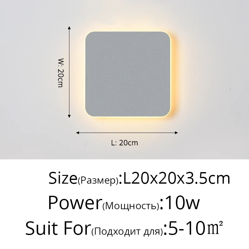 Applique murale LED lampe avec interrupteur tactile chambre chevet intérieur escalier luminaire carré et rectangle lumière 10W 12W 13W wandlamp