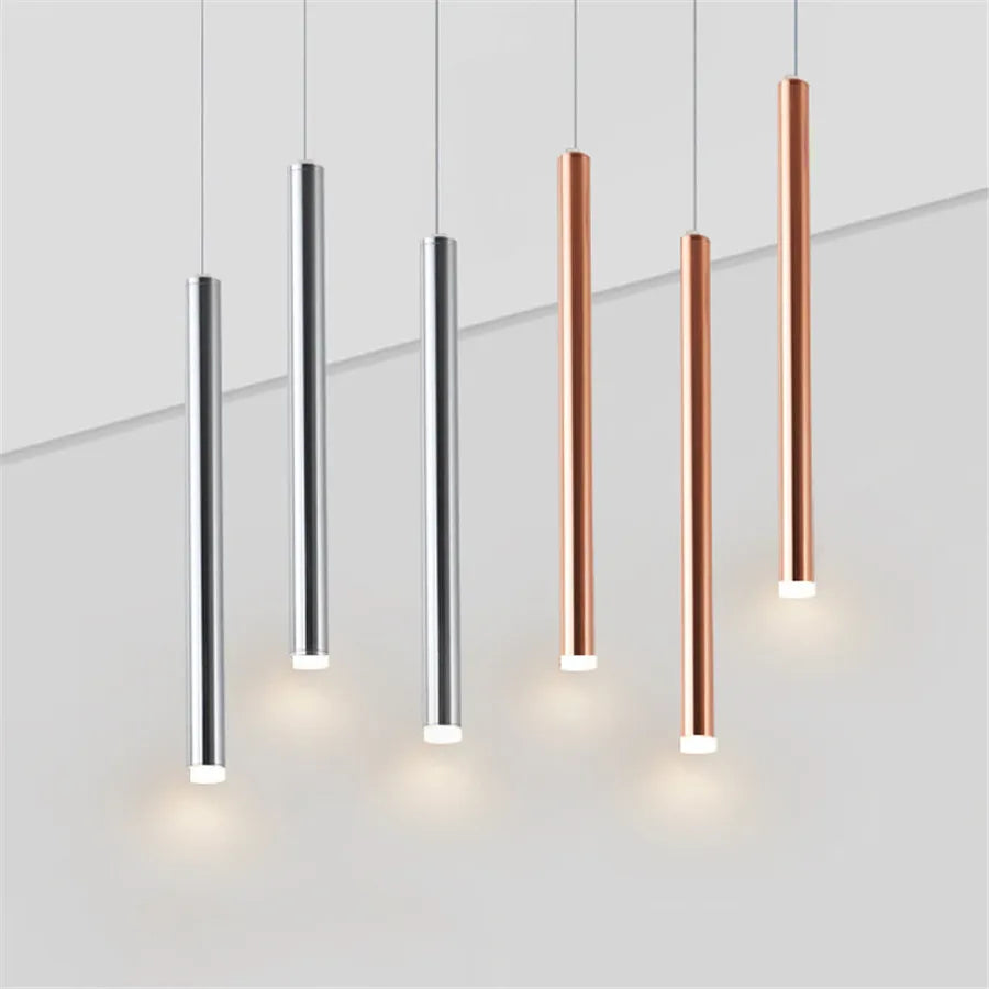 Cylindre Long Tube suspension LED lumières magasin Bar comptoir île suspension lampe fond salle à manger restaurant suspension lumière