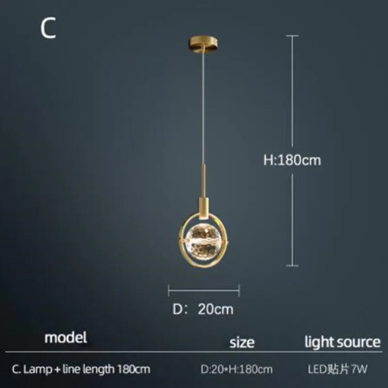 lampe nordique créative en cristal pour restaurant et bar