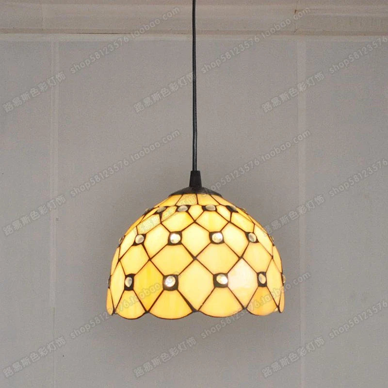 lustre en vitrail style tiffany pour éclairage décoratif antique