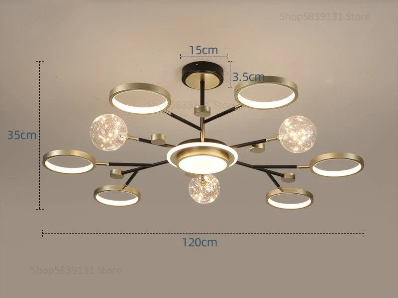 lustre nordique moderne en fer éclairage étoilé décoration créative
