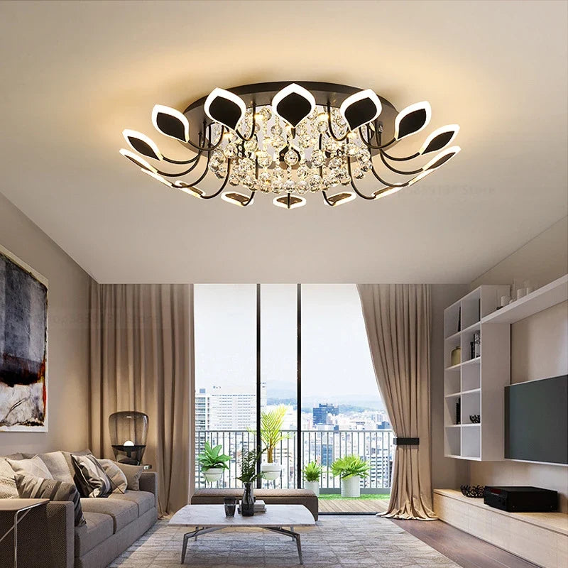 plafonniers modernes en cristal clair avec éclairage led terrestre