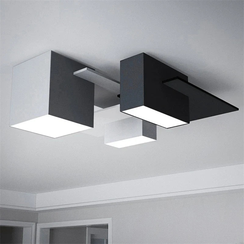 plafonnier nordique moderne simple boîte créative combinaison géométrique