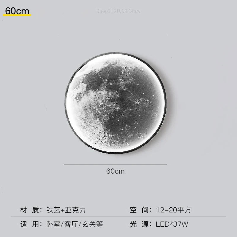 applique murale moderne led lune décoration luxe art