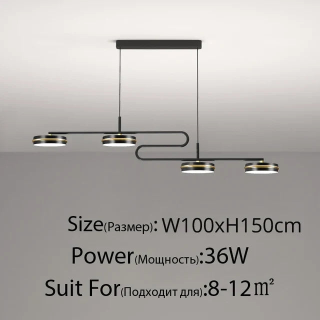 lustre moderne à LED avec télécommande pour décoration intérieure