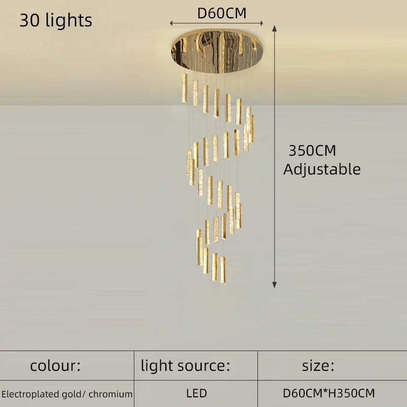 lustre en cristal led doré pour éclairage intérieur élégant et raffiné