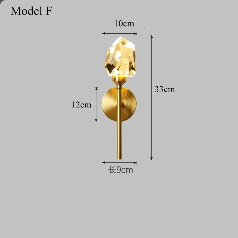 Applique murale led cristal luxe moderne décor intérieur maison chevet allée entrée.