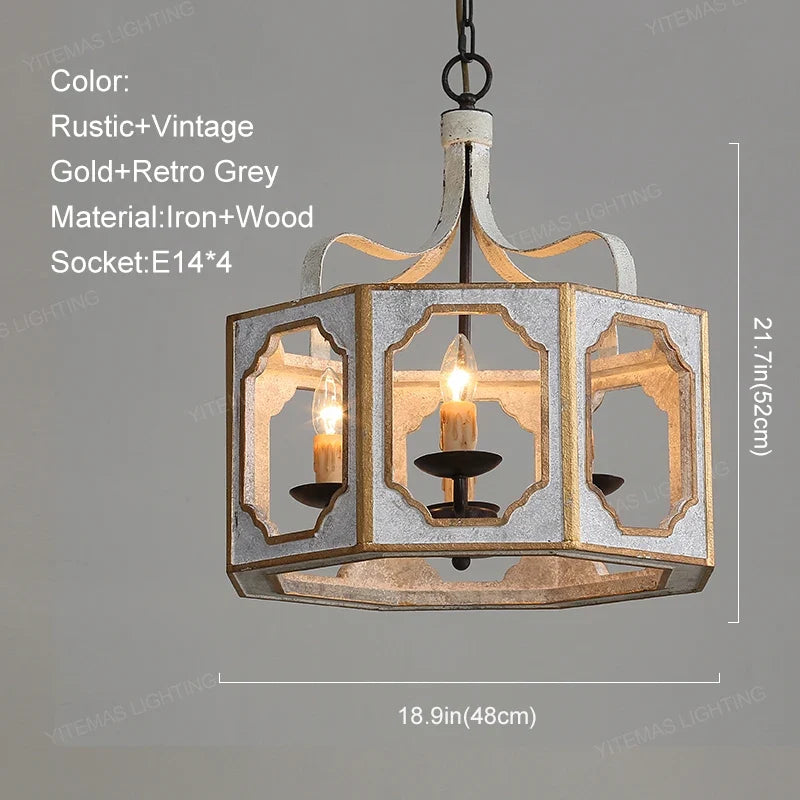Loft lustres en bois Vintage or Suspension éclairage gris suspendu chambre salon lustre suspendu pour lampes de cuisine