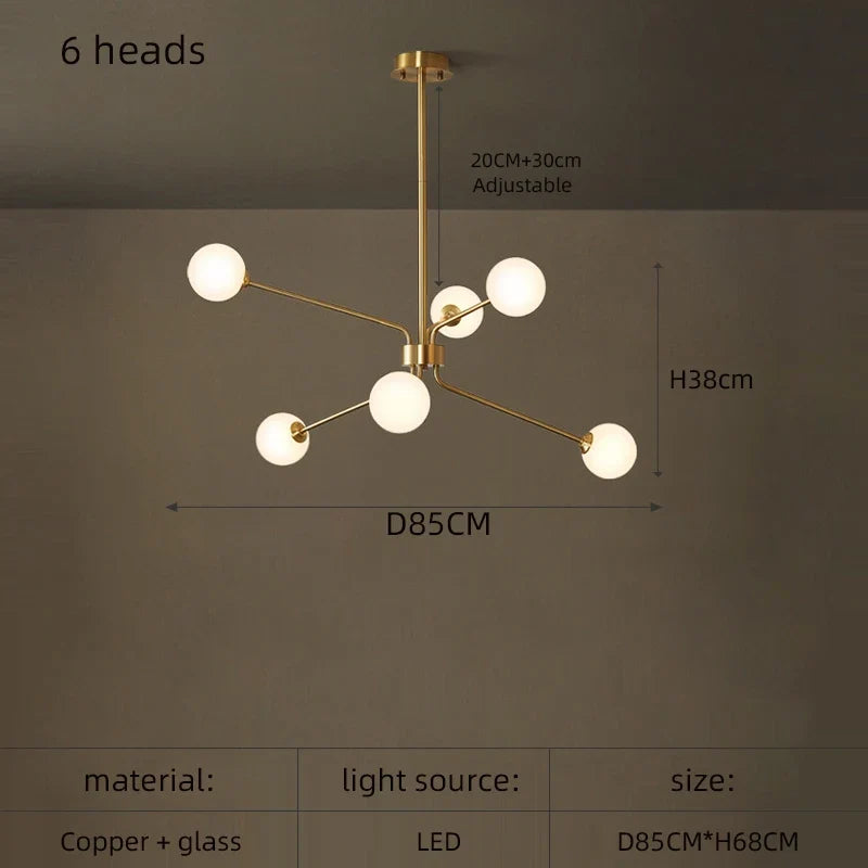 lustre décoratif en cuivre pour un intérieur nordique