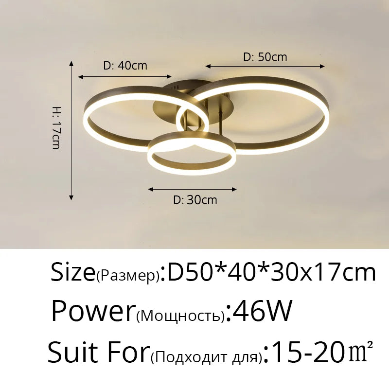 1/2/3 Rings LED Ceiling Lights For Bedroom Dining Room Living Room Kitchen Studyroom Villa Foyer Office Indoor Simple Home Lamps