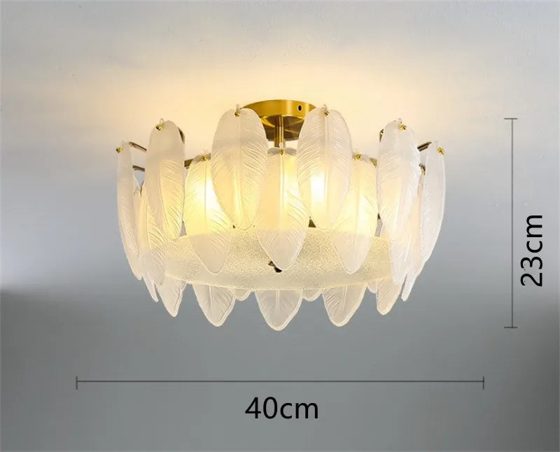 lustre moderne en verre en forme de plume d'oie éclairage suspendu