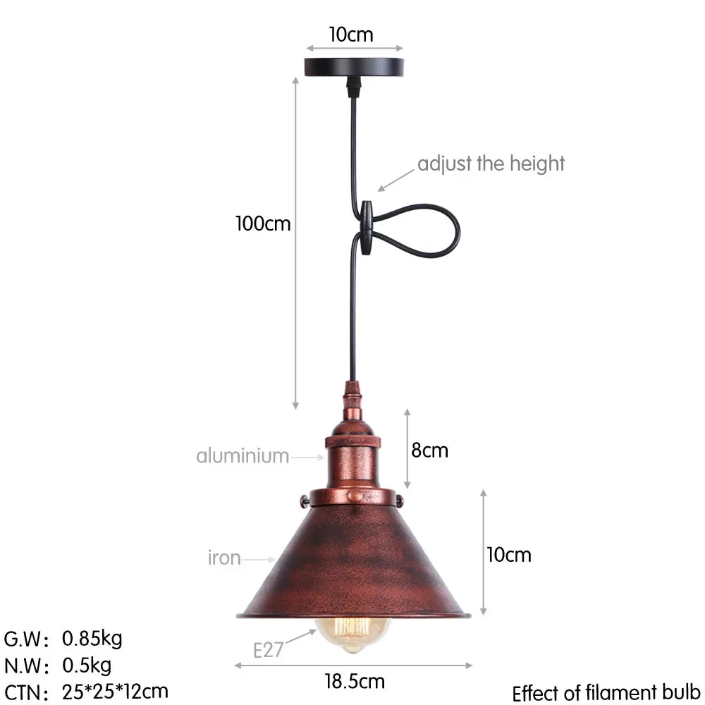 suspension vintage industrielle avec abat-jour en fer
