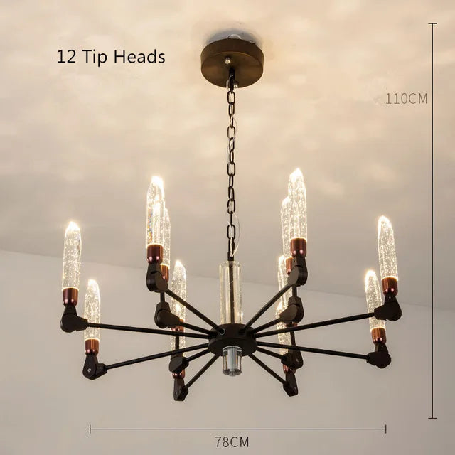 lustre nordique créatif en fer et cristal moderne