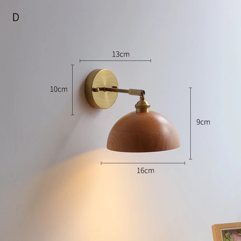 Applique murale en bois avec chaîne à tirer