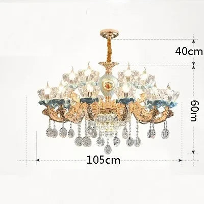lustre en cristal moderne avec éclairage suspendu en métal