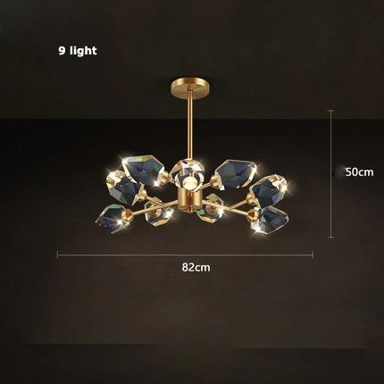 lustre en cristal et cuivre style art déco design moderne