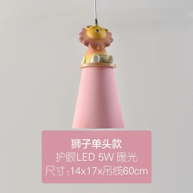lustre créatif dessin animé animal pour chambre d'enfants