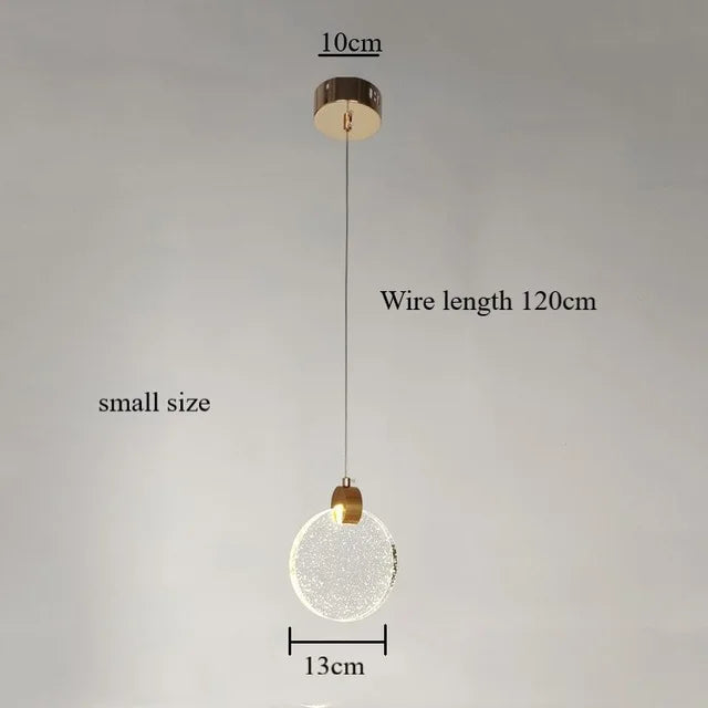 suspension en cristal moderne créative avec éclairage led