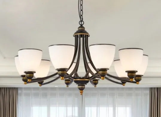 lustre classique en fer et verre pour décoration intérieure