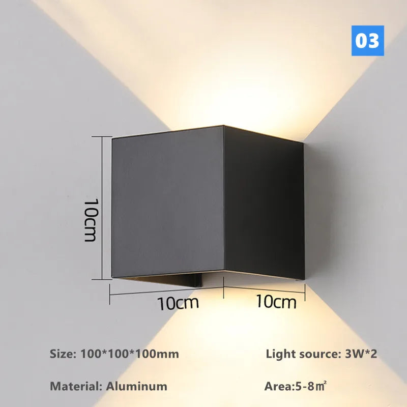 6W Modern Cube LED Wall Lamp IP65 Waterproof Indoor Outdoor Surface Mounted Wall Light Adjustable Beam For Garden Porch Bedroom
