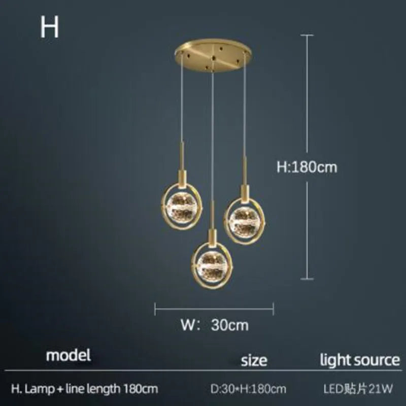 lampe nordique créative en cristal pour restaurant et bar