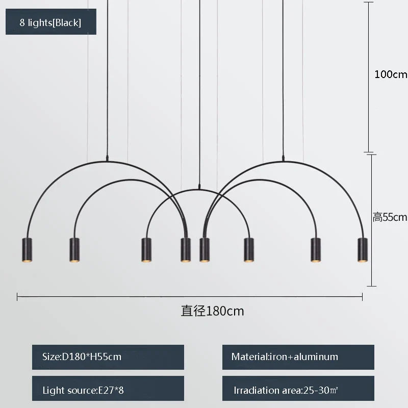 suspension moderne à trois têtes design créatif et élégant