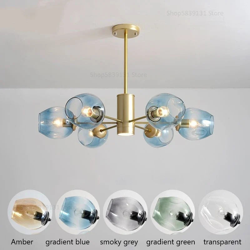lustre nordique moderne en verre et fer pour décoration
