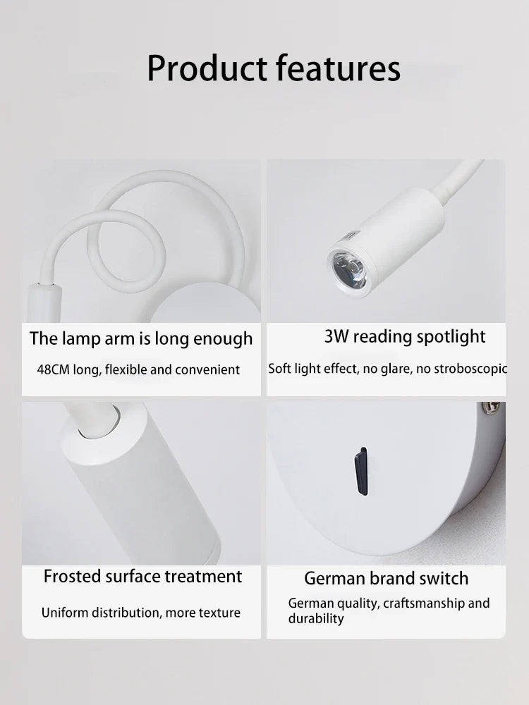 lampe de lecture led flexible pour maison hôtel