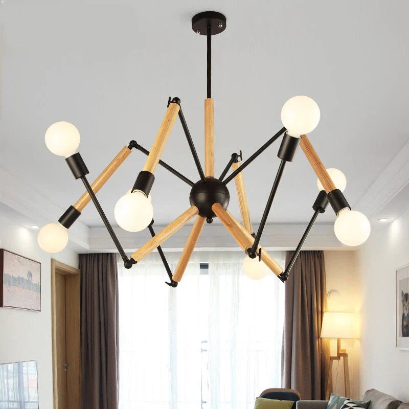 lustre en bois massif style moderne lampe araignée créative post-moderne