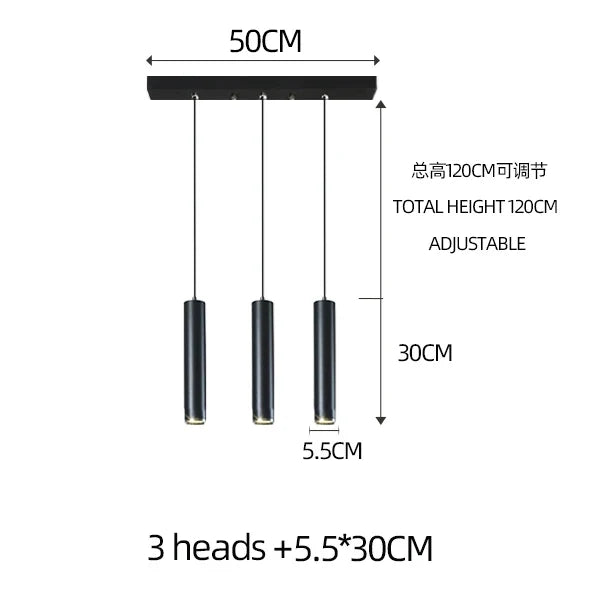 lampe cylindrique moderne nordique pour restaurant à LED